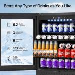 24 Inch Beverage Refrigerator, 5.2 Cu. Ft. Drink Refrigerator with Glass Door, 200 Cans Under Counter & Freestanding Drink Fridge, Reversible Door, Built-In Beverage Cooler for Kitchen, Bar or Office.