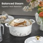 CAROTE 5QT Cast Iron Dutch Oven Pot with Lid, Enameled Floral Dutch Ovens with Gift Box, Cast Iron Pot for Sourdough Bread Baking, Braising, Stews, Roasting, Dual Handles, Healthy & Non-Toxic, All Stovetop Compatible, Oven Safe up to 500° F, White