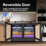 24 Inch Beverage Refrigerator, 5.2 Cu. Ft. Drink Refrigerator with Glass Door, 200 Cans Under Counter & Freestanding Drink Fridge, Reversible Door, Built-In Beverage Cooler for Kitchen, Bar or Office.