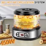 LanAqua Food Dehydrator Machine, 450W Stainless Steel Dehydrator for Food and Jerky with 72H Timer & Adjustable Temperature(95-158°F), Digital Food Dehydrator with 5-Trays for Meat, Fruit, Herbs