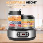 LanAqua Food Dehydrator Machine, 450W Stainless Steel Dehydrator for Food and Jerky with 72H Timer & Adjustable Temperature(95-158°F), Digital Food Dehydrator with 5-Trays for Meat, Fruit, Herbs