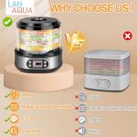 LanAqua Food Dehydrator Machine, 450W Stainless Steel Dehydrator for Food and Jerky with 72H Timer & Adjustable Temperature(95-158°F), Digital Food Dehydrator with 5-Trays for Meat, Fruit, Herbs