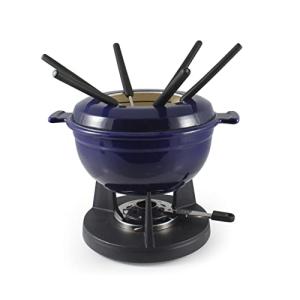 Swissmar F66541 Lucerne 10 Piece Cast Iron Fondue Set, Indigo Blue