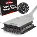 XUDKAKAIXIN Grill Brush Bristle Free,with 1 Replacement Head,Unique Steel Fibers Pad [Safe & Efficient] Perfect for Cast Iron/Stainless-Steel Grates-,Grill Cleaner for Outdoor Gril,Gifts for Men/Dad