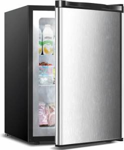 Electactic 3.2 Cu.ft Small Freezer, Mini Upright Freezer with Adjustable Thermostat, Removable Shelves, Reversible Single Door, for Bedroom/Home/Dorms/Apartment, Silver