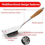 XUDKAKAIXIN Grill Brush Bristle Free,with 1 Replacement Head,Unique Steel Fibers Pad [Safe & Efficient] Perfect for Cast Iron/Stainless-Steel Grates-,Grill Cleaner for Outdoor Gril,Gifts for Men/Dad
