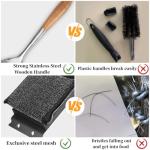 XUDKAKAIXIN Grill Brush Bristle Free,with 1 Replacement Head,Unique Steel Fibers Pad [Safe & Efficient] Perfect for Cast Iron/Stainless-Steel Grates-,Grill Cleaner for Outdoor Gril,Gifts for Men/Dad