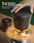 Espresso Coffee Grinder - 34 Precise Grind Settings, Anti-Static 40mm Stainless Steel Burr, 0.1s Electronic Timer, 11.3oz Bean Hopper, Conical Burr Coffee Grinder for Home Use