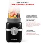 Starfrit Personal Blender - Two 828ml Cups - High, Low & Pulse Modes - 300W - Black
