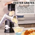RIGSTNE Rotary Cheese Grater, 3 in 1 Cheese Shredder Grater Rotary with Handle, Vegetable Mandoline Slicer Shredder for Vegetable, Cheese, Nut