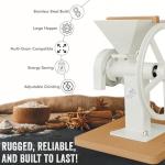 Manual Hand Grain Mill White | Heavy-Duty Hand Operated Food Grinder for Wheat, Corn, Oats, Coffee Beans, Rice & Dry Grains | Hand Crank Kitchen Flour Mill for Home, Camping, Survival & Everyday Use