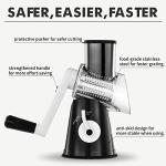 RIGSTNE Rotary Cheese Grater, 3 in 1 Cheese Shredder Grater Rotary with Handle, Vegetable Mandoline Slicer Shredder for Vegetable, Cheese, Nut