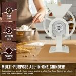 Manual Hand Grain Mill White | Heavy-Duty Hand Operated Food Grinder for Wheat, Corn, Oats, Coffee Beans, Rice & Dry Grains | Hand Crank Kitchen Flour Mill for Home, Camping, Survival & Everyday Use