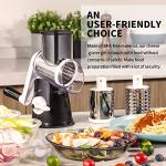 RIGSTNE Rotary Cheese Grater, 3 in 1 Cheese Shredder Grater Rotary with Handle, Vegetable Mandoline Slicer Shredder for Vegetable, Cheese, Nut