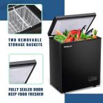 4.0 Cu.ft Compact Chest Freezer Ultra-low Temperature Deep Freezers (Down to -12 ℉) with TWO Removable Baskets Freestanding Black Small Mini Freezer for Home Kitchen Office