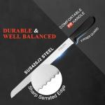 12 Inch Serrated Bread Knife for Homemade Bread, Stainless Steel Wide Wavy Edge Knife, Multi-Purpose Kitchen Knife, Efficient Cake Slicer, Ultra Sharp Baker's Knife for Cutting Crusty Breads, Cake