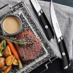 HAUSHOF Steak Knives Set of 8, German Stainless Steel Premium Serrated Steak Knife Set with Gift Box, Full Tang Design with Ergonomic Handle, Gifts Knife Set for Dad, Mom, Husband and Wife