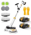 qimedo 800RPM Cordless Electric Mop, 6000mAh Battery Electric Power Scrubber & Mops for Floor Cleaning, Best Automatic Spin Mops with Smart Display,Rotating Mop with LED Light & Water Spray