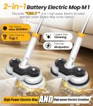 qimedo 800RPM Cordless Electric Mop, 6000mAh Battery Electric Power Scrubber & Mops for Floor Cleaning, Best Automatic Spin Mops with Smart Display,Rotating Mop with LED Light & Water Spray