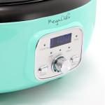 MegaChef 6.9 Quart Oval Electric Slow Cooker, Removable Ceramic Pot, 3 Heat Settings, Kitchen Appliance, Countertop Cooker (Turquoise)