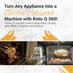 ROTO-Q 360 Family Rotisserie Kit – Non-Electric Wind-Up Spit Roaster with Tumble Basket, Flat Cage, Skewer Set & Mat for Grill, Oven, Smoker, Portable BBQ Cooking, Tailgating, or Camping Use