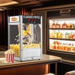 ROVSUN Popcorn Machine with 8 Ounce Kettle Makes Up to 32 Cups, Commercial Popcorn Machine Countertop Popcorn Maker w/Stainless Steel Scoop, Oil Spoon & 3 Popcorn Cups for Home Movie Theater, ETL