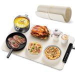 Electric Warming Tray - Foldable Food Warmer for Parties Features 3 Modes & Fast Heating, Premium Silicone Nano-Material, Hot Plate for Buffet, Family Gatherings, Sabbath, Holidays, Countertop - White