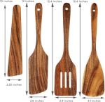 Wooden Spatula for Cooking, Teak Spatulas for Kitchen Use - Wooden Cooking Utensils Set of 4 including Paddle, Turner, Slotted Spurtle and Wood Scraper. Nonstick cookware, Kitchen Gifts for Women Men
