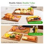 Bamboo Cutting Board Set with Stand, 3PCS Double-Sided Chopping Boards for Kitchen Meal Prep & Serving, Charcuterie, Juice Grooves & Side Handle, Ideal for Meat, Vegetables, Kitchen Essentials