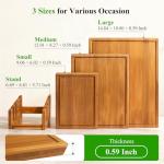 Bamboo Cutting Board Set with Stand, 3PCS Double-Sided Chopping Boards for Kitchen Meal Prep & Serving, Charcuterie, Juice Grooves & Side Handle, Ideal for Meat, Vegetables, Kitchen Essentials