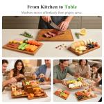 Bamboo Cutting Board Set with Stand, 3PCS Double-Sided Chopping Boards for Kitchen Meal Prep & Serving, Charcuterie, Juice Grooves & Side Handle, Ideal for Meat, Vegetables, Kitchen Essentials