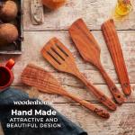 Wooden Spatula for Cooking, Teak Spatulas for Kitchen Use - Wooden Cooking Utensils Set of 4 including Paddle, Turner, Slotted Spurtle and Wood Scraper. Nonstick cookware, Kitchen Gifts for Women Men