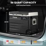 Pitycbo Car Refrigerator 12v Portable Fridge for Car, Auto 56 Quart Dual Zone Freezer Compressor Cooler, -4℉—68℉ 12/24V DC 100~240 Volt AC for Truck, Camping, Travel, Vehicles, RV