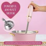 Paris Hilton Hand Blender Set, 2-in-1 Immersion Stick Blender with Whisk & Blending Shaft, 400W High Speed, Pink with Gold Accents – Smoothies, Soups, Sauces, Baby Food, Whipped Cream, Pink