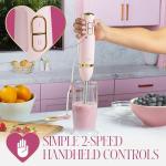 Paris Hilton Hand Blender Set, 2-in-1 Immersion Stick Blender with Whisk & Blending Shaft, 400W High Speed, Pink with Gold Accents – Smoothies, Soups, Sauces, Baby Food, Whipped Cream, Pink