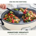 GreenPan Elite 5.5QT Electric Oval Skillet, PFAS-Free Ceramic Nonstick, 1800 Watt, Dishwasher Safe Lid & Removable Crock, Adjustable Temp Control Multi-Cooker, Sear, Sauté, Rice, Stir-Fry, Cream White
