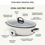 GreenPan Elite 5.5QT Electric Oval Skillet, PFAS-Free Ceramic Nonstick, 1800 Watt, Dishwasher Safe Lid & Removable Crock, Adjustable Temp Control Multi-Cooker, Sear, Sauté, Rice, Stir-Fry, Cream White