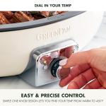 GreenPan Elite 5.5QT Electric Oval Skillet, PFAS-Free Ceramic Nonstick, 1800 Watt, Dishwasher Safe Lid & Removable Crock, Adjustable Temp Control Multi-Cooker, Sear, Sauté, Rice, Stir-Fry, Cream White