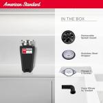 American Standard 10-US-AS-12-SL Garbage Disposal Anti-Jam Stainless Steel Food Waste Grinding System, Slim Line, 1.25 HP, Black