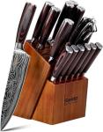 17-Piece Master Chef Knife Block Set – Damascus Steel & Acacia Wood Block