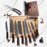 17-Piece Master Chef Knife Block Set – Damascus Steel & Acacia Wood Block