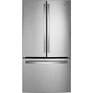 GE GNE27JYMFS 36" French Door Refrigerator with 27 cu. ft. Total Capacity Energy Star LED Lighting Internal Water Dispenser Spill-Proof Shelves in Fingerprint Resistant Stainless Steel
