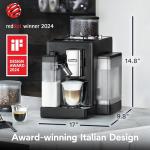 De'Longhi Rivelia Automatic Espresso Machine with Grinder & Milk Frother – All-in-One Coffee Maker, Hot & Iced Latte, Cappuccino, Bean Switch System, Burr Grinder, Compact Italian Design, Black