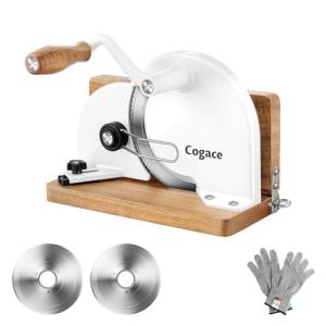 Foldable Manual Bread Slicer with Dual German RSG Blades, Homemade & Sourdough Bread, Adjustable Thickness & Scale, Hand Crank Cutter, Durable Aluminum Alloy Body & Acacia Wood Base