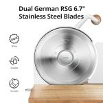 Foldable Manual Bread Slicer with Dual German RSG Blades, Homemade & Sourdough Bread, Adjustable Thickness & Scale, Hand Crank Cutter, Durable Aluminum Alloy Body & Acacia Wood Base