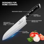 Knife Set with Block, N NOBLE FAMILY 16Pcs Kitchen Knives Drawer Organizer Set with Sharpener, Cutting Board, Anti-Slip Chef Knives Set with 6Pcs Steak Knives, Black