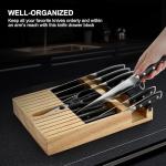 Knife Set with Block, N NOBLE FAMILY 16Pcs Kitchen Knives Drawer Organizer Set with Sharpener, Cutting Board, Anti-Slip Chef Knives Set with 6Pcs Steak Knives, Black