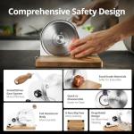 Foldable Manual Bread Slicer with Dual German RSG Blades, Homemade & Sourdough Bread, Adjustable Thickness & Scale, Hand Crank Cutter, Durable Aluminum Alloy Body & Acacia Wood Base