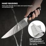 Knife Set with Block, N NOBLE FAMILY 16Pcs Kitchen Knives Drawer Organizer Set with Sharpener, Cutting Board, Anti-Slip Chef Knives Set with 6Pcs Steak Knives, Black