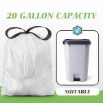 Teivio 20 Gallon 60 Counts (fit 18-20 Gal) Large Drawstring Trash Bags Strong Tall Kitchen Compactor Bags Garbage Bags for Home/Office/Light Residential Waste/Outdoor Trash Can, Lawn，Trash Bags White